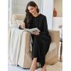 Ekouaer Nightgowns for Women Fleece Nightgown Long Sleeve Sleepwear Hooded Night Gown Long Sleep Shirt with Pocket(Black 2)