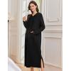 Ekouaer Nightgowns for Women Fleece Nightgown Long Sleeve Sleepwear Hooded Night Gown Long Sleep Shirt with Pocket(Black 2)