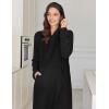Ekouaer Nightgowns for Women Fleece Nightgown Long Sleeve Sleepwear Hooded Night Gown Long Sleep Shirt with Pocket(Black 2)