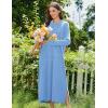 Ekouaer Nightgowns for Women Fleece Nightgown Long Sleeve Sleepwear Hooded Night Gown Long Sleep Shirt with Pocket(Blue)