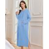 Ekouaer Nightgowns for Women Fleece Nightgown Long Sleeve Sleepwear Hooded Night Gown Long Sleep Shirt with Pocket(Blue)