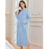 Ekouaer Nightgowns for Women Fleece Nightgown Long Sleeve Sleepwear Hooded Night Gown Long Sleep Shirt with Pocket(Blue Flower)