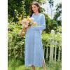Ekouaer Nightgowns for Women Fleece Nightgown Long Sleeve Sleepwear Hooded Night Gown Long Sleep Shirt with Pocket(Blue Flower)