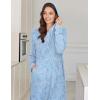 Ekouaer Nightgowns for Women Fleece Nightgown Long Sleeve Sleepwear Hooded Night Gown Long Sleep Shirt with Pocket(Blue Flower)