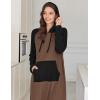 Ekouaer Nightgowns for Women Fleece Nightgown Long Sleeve Sleepwear Hooded Night Gown Long Sleep Shirt with Pocket(Brown)
