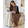 Ekouaer Nightgowns for Women Fleece Nightgown Long Sleeve Sleepwear Hooded Night Gown Long Sleep Shirt with Pocket(Brown)