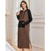 Ekouaer Nightgowns for Women Fleece Nightgown Long Sleeve Sleepwear Hooded Night Gown Long Sleep Shirt with Pocket(Brown)