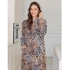 Ekouaer Nightgowns for Women Fleece Nightgown Long Sleeve Sleepwear Hooded Night Gown Long Sleep Shirt with Pocket(Leopard)