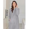 Ekouaer Nightgowns for Women Fleece Nightgown Long Sleeve Sleepwear Hooded Night Gown Long Sleep Shirt with Pocket(Light Grey)