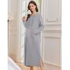 Ekouaer Nightgowns for Women Fleece Nightgown Long Sleeve Sleepwear Hooded Night Gown Long Sleep Shirt with Pocket(Light Grey)