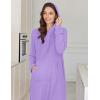 Ekouaer Nightgowns for Women Fleece Nightgown Long Sleeve Sleepwear Hooded Night Gown Long Sleep Shirt with Pocket(Light Purple)
