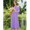 Ekouaer Nightgowns for Women Fleece Nightgown Long Sleeve Sleepwear Hooded Night Gown Long Sleep Shirt with Pocket(Light Purple)