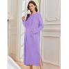 Ekouaer Nightgowns for Women Fleece Nightgown Long Sleeve Sleepwear Hooded Night Gown Long Sleep Shirt with Pocket(Light Purple)