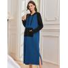 Ekouaer Nightgowns for Women Fleece Nightgown Long Sleeve Sleepwear Hooded Night Gown Long Sleep Shirt with Pocket(Navy)