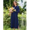 Ekouaer Nightgowns for Women Fleece Nightgown Long Sleeve Sleepwear Hooded Night Gown Long Sleep Shirt with Pocket(Navy Blue)