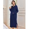Ekouaer Nightgowns for Women Fleece Nightgown Long Sleeve Sleepwear Hooded Night Gown Long Sleep Shirt with Pocket(Navy Blue)