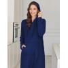 Ekouaer Nightgowns for Women Fleece Nightgown Long Sleeve Sleepwear Hooded Night Gown Long Sleep Shirt with Pocket(Navy Blue)