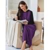 Ekouaer Nightgowns for Women Fleece Nightgown Long Sleeve Sleepwear Hooded Night Gown Long Sleep Shirt with Pocket(Purple)
