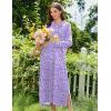 Ekouaer Nightgowns for Women Fleece Nightgown Long Sleeve Sleepwear Hooded Night Gown Long Sleep Shirt with Pocket(Purple Flower)