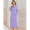 Ekouaer Nightgowns for Women Fleece Nightgown Long Sleeve Sleepwear Hooded Night Gown Long Sleep Shirt with Pocket(Purple Flower)