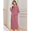 Ekouaer Nightgowns for Women Fleece Nightgown Long Sleeve Sleepwear Hooded Night Gown Long Sleep Shirt with Pocket(Red)