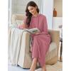 Ekouaer Nightgowns for Women Fleece Nightgown Long Sleeve Sleepwear Hooded Night Gown Long Sleep Shirt with Pocket(Red)