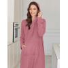 Ekouaer Nightgowns for Women Fleece Nightgown Long Sleeve Sleepwear Hooded Night Gown Long Sleep Shirt with Pocket(Red)