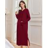Ekouaer Nightgowns for Women Fleece Nightgown Long Sleeve Sleepwear Hooded Night Gown Long Sleep Shirt with Pocket(Wine Red)