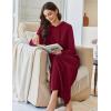 Ekouaer Nightgowns for Women Fleece Nightgown Long Sleeve Sleepwear Hooded Night Gown Long Sleep Shirt with Pocket(Wine Red)