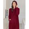 Ekouaer Nightgowns for Women Fleece Nightgown Long Sleeve Sleepwear Hooded Night Gown Long Sleep Shirt with Pocket(Wine Red)