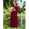 Ekouaer Nightgowns for Women Fleece Nightgown Long Sleeve Sleepwear Hooded Night Gown Long Sleep Shirt with Pocket(Wine Red)