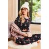 Ekouaer Pajama Set Womens Long Sleeve Sleepwear Pullover Top and Pants Cozy Loungewear Soft Pjs Lounge Set with Pockets S-XXL(Christmas Black)