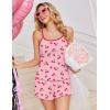 Ekouaer Pajama Sets for Women 2 Piece Camisole Pjs Cute Print Sleepwear Ribbed Sexy Tank Top with Shorts S-XXL(Cherry on Pink)