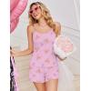 Ekouaer Pajama Sets for Women 2 Piece Camisole Pjs Cute Print Sleepwear Ribbed Sexy Tank Top with Shorts S-XXL(Florals on Light Purple)