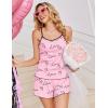 Ekouaer Pajama Sets for Women 2 Piece Camisole Pjs Cute Print Sleepwear Ribbed Sexy Tank Top with Shorts S-XXL(Heart on Pink)
