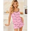 Ekouaer Pajama Sets for Women 2 Piece Camisole Pjs Cute Print Sleepwear Ribbed Sexy Tank Top with Shorts S-XXL(Heart on Pink)