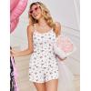 Ekouaer Pajama Sets for Women 2 Piece Camisole Pjs Cute Print Sleepwear Ribbed Sexy Tank Top with Shorts S-XXL(Pink Floral on White)
