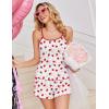 Ekouaer Pajama Sets for Women 2 Piece Camisole Pjs Cute Print Sleepwear Ribbed Sexy Tank Top with Shorts S-XXL(Red Strawberry on White)