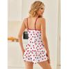 Ekouaer Pajama Sets for Women 2 Piece Camisole Pjs Cute Print Sleepwear Ribbed Sexy Tank Top with Shorts S-XXL(Red Strawberry on White)
