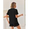 Ekouaer Pajamas Set for Women Button Down Pjs Lounge Sets Ruffle Short Sleeve Sleepwear Cute Loungewear(Black)