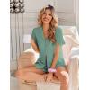 Ekouaer Pajamas Set for Women Button Down Pjs Lounge Sets Ruffle Short Sleeve Sleepwear Cute Loungewear(Gray Green)