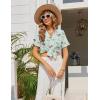 Ekouaer Pajamas Set for Women Button Down Pjs Lounge Sets Ruffle Short Sleeve Sleepwear Cute Loungewear(Green Cocktail Glass)