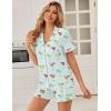 Ekouaer Pajamas Set for Women Button Down Pjs Lounge Sets Ruffle Short Sleeve Sleepwear Cute Loungewear(Green Cocktail Glass)