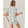 Ekouaer Pajamas Set for Women Button Down Pjs Lounge Sets Ruffle Short Sleeve Sleepwear Cute Loungewear(Green Cocktail Glass)