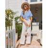 Ekouaer Pajamas Set for Women Button Down Pjs Lounge Sets Ruffle Short Sleeve Sleepwear Cute Loungewear(Light Blue)