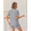 Ekouaer Pajamas Set for Women Button Down Pjs Lounge Sets Ruffle Short Sleeve Sleepwear Cute Loungewear(Light Gray)
