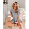 Ekouaer Pajamas Set for Women Button Down Pjs Lounge Sets Ruffle Short Sleeve Sleepwear Cute Loungewear(Light Gray)
