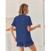 Ekouaer Pajamas Set for Women Button Down Pjs Lounge Sets Ruffle Short Sleeve Sleepwear Cute Loungewear(Navy)