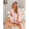 Ekouaer Pajamas Set for Women Button Down Pjs Lounge Sets Ruffle Short Sleeve Sleepwear Cute Loungewear(Pink)