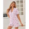 Ekouaer Pajamas Set for Women Button Down Pjs Lounge Sets Ruffle Short Sleeve Sleepwear Cute Loungewear(Pink Bow)